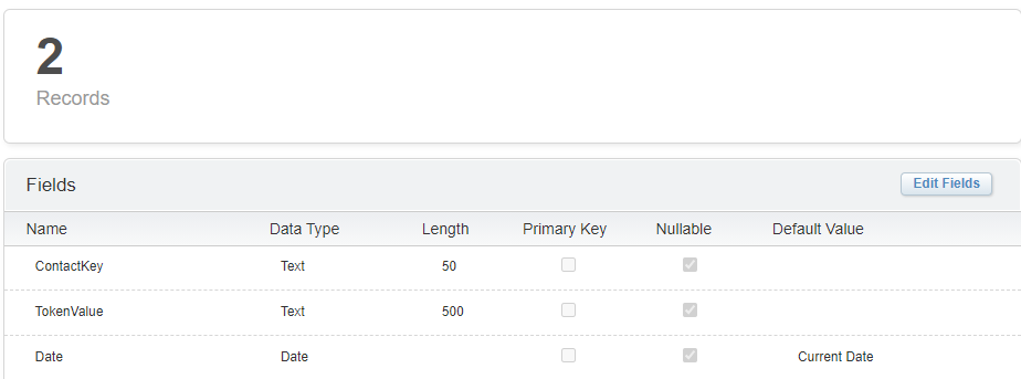 Example logging Data Extension